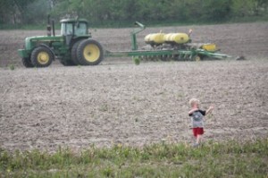 tractor planter corn toddler field