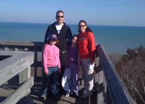 family picture by lake